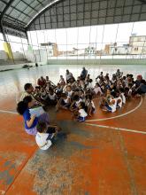 Alunos das creches Pão da Vida e Vovô Arthur, do Coque, no Compaz Dom Hélder Câmara